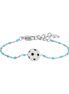 luca barra - BRACCIALE IN ACCIAIO CON PALLONE E PIETRE BIANCHE E AZZURRE