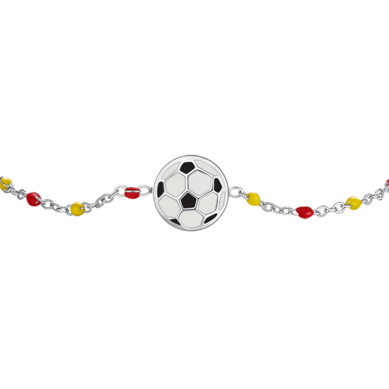 luca barra - BRACCIALE IN ACCIAIO CON PALLONE E PIETRE GIALLE E ROSSE
