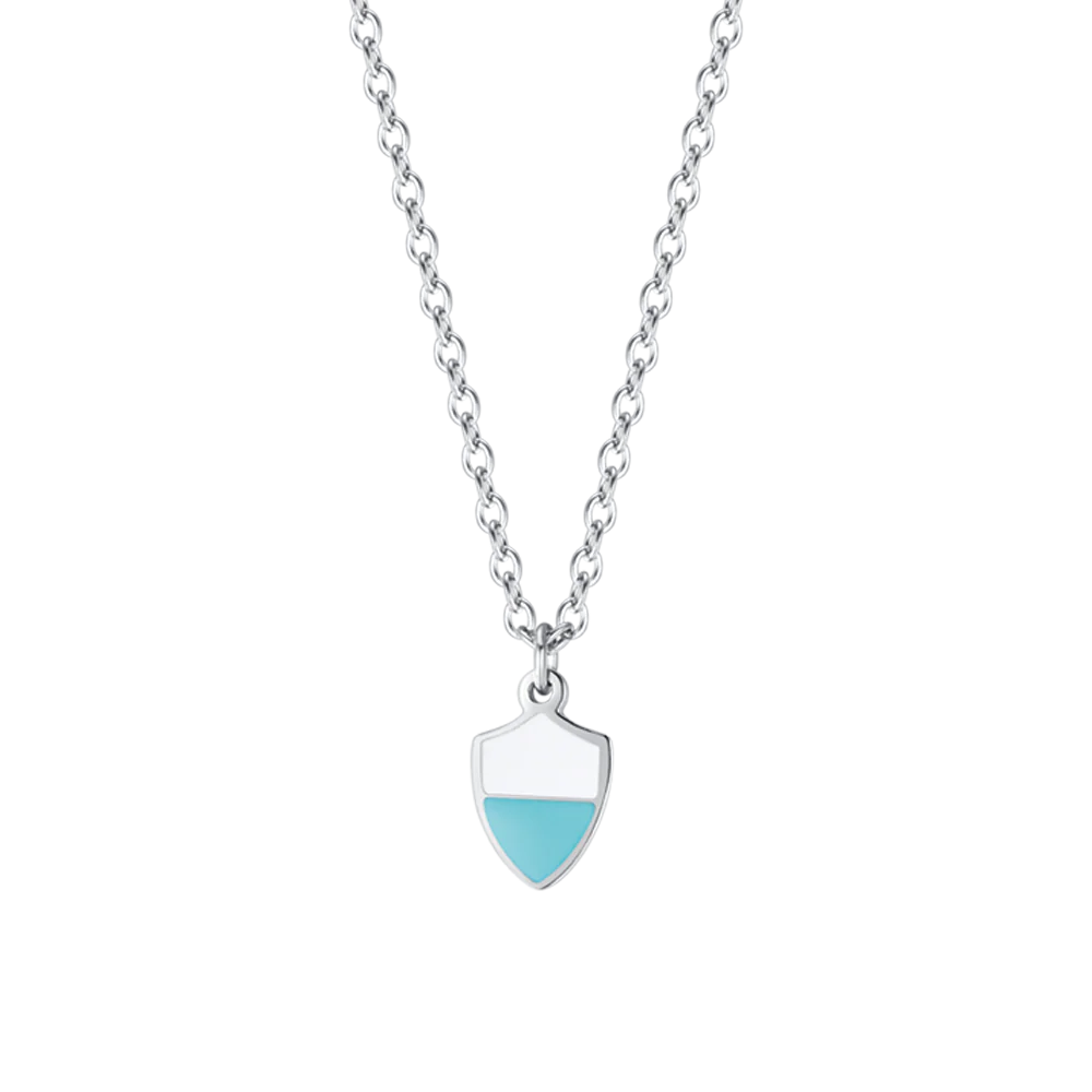 luca barra - COLLANA BAMBINO IN ACCIAIO CON SMALTO BIANCO E AZZURRO