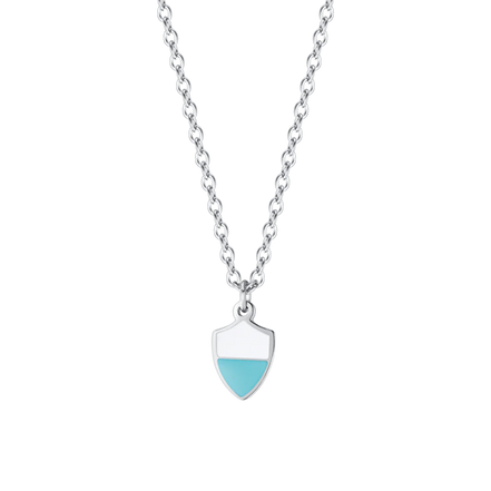 luca barra - COLLANA BAMBINO IN ACCIAIO CON SMALTO BIANCO E AZZURRO