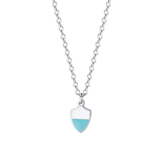 luca barra - COLLANA BAMBINO IN ACCIAIO CON SMALTO BIANCO E AZZURRO