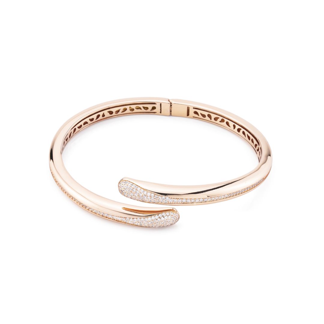 KBR026RS Bracciale boccadamo contrarié color oro rosa con doppia goccia zirconata