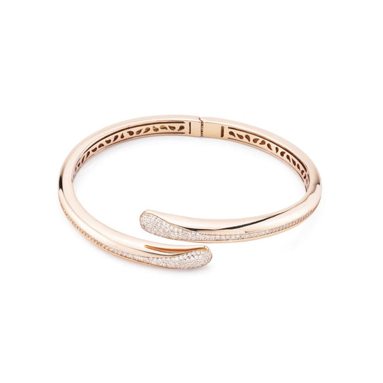 KBR026RS Bracciale boccadamo contrarié color oro rosa con doppia goccia zirconata