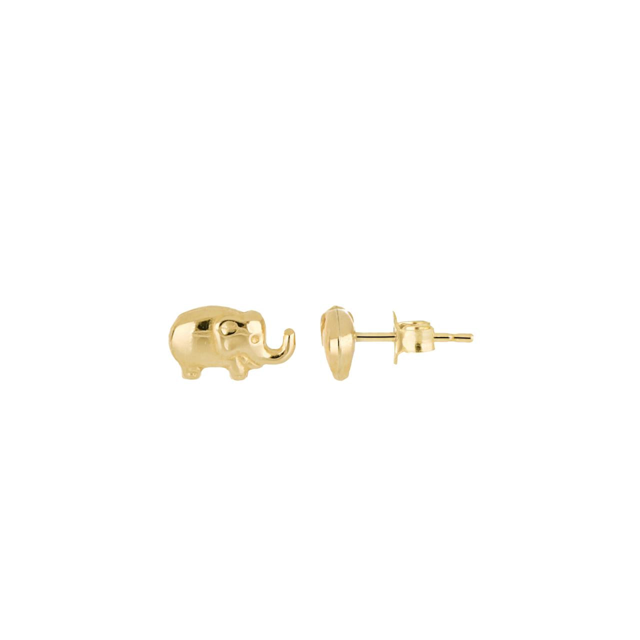 igold - Orecchini a lobo elefantino portafortuna in oro giallo 375% 9kt
