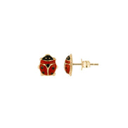 igold - Orecchini a lobo coccinella smaltata in oro giallo 375% 9kt