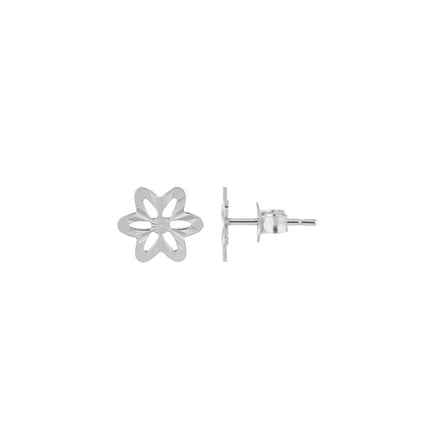 igold - Orecchini a lobo fiore traforato in oro bianco 375% 9kt