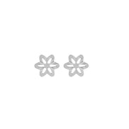 igold - Orecchini a lobo fiore traforato in oro bianco 375% 9kt