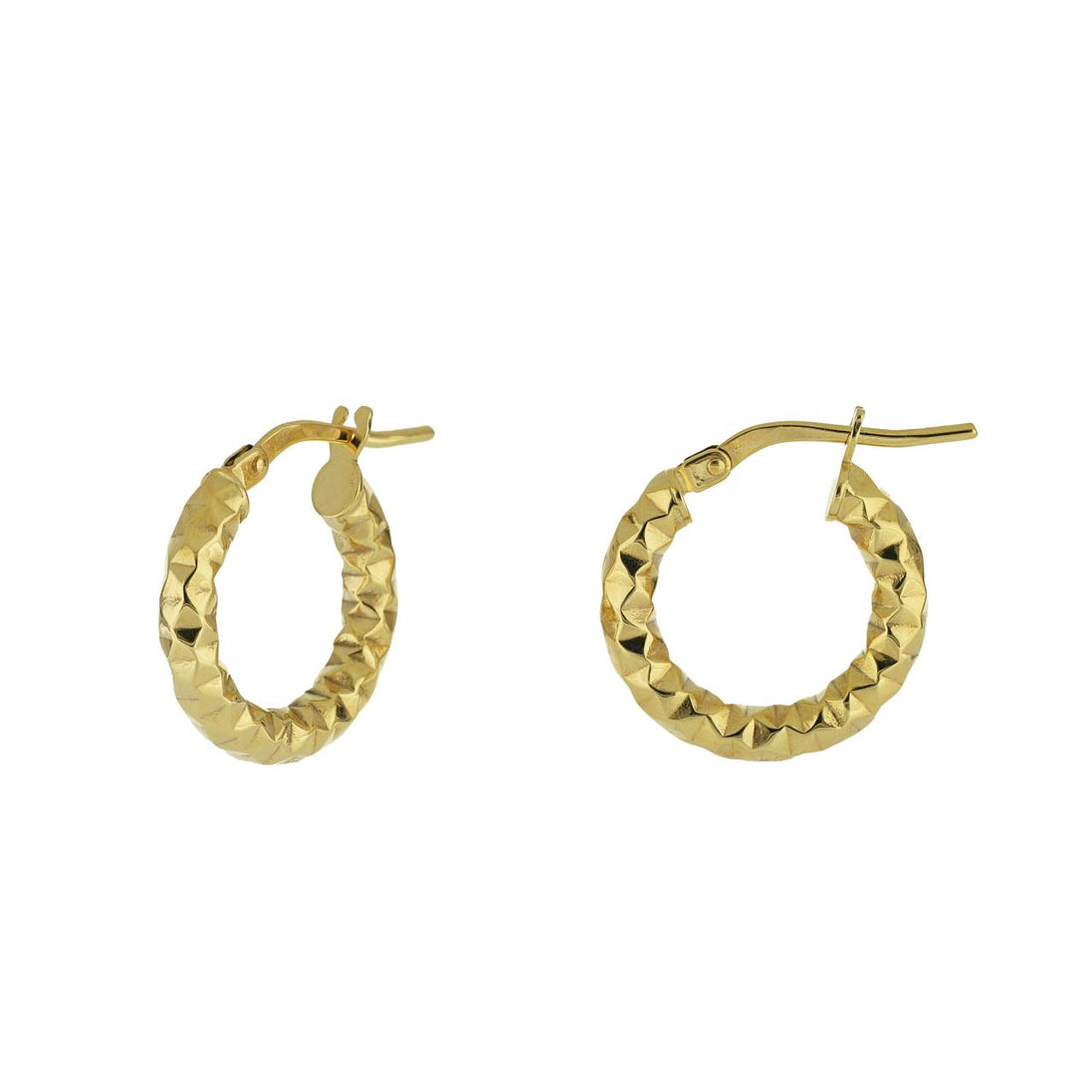 igold - Orecchini a Cerchio Martellati in Oro 375% 9kt