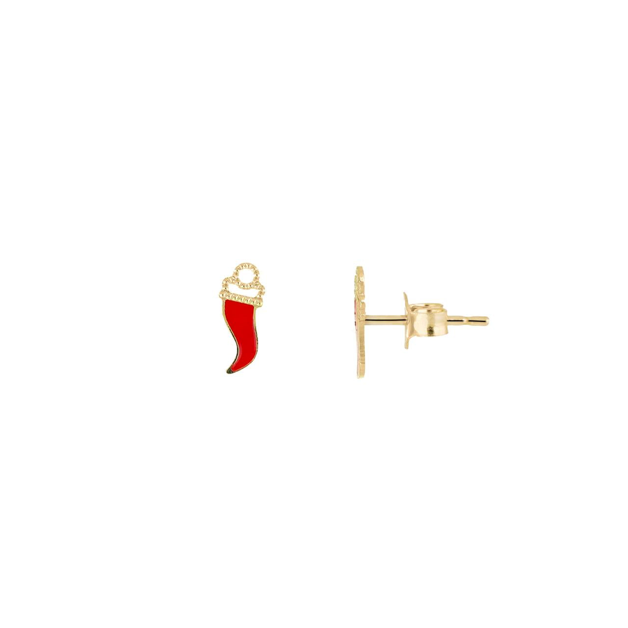 igold - Orecchini peperoncino portafortuna in oro 375% 9kt smaltato rosso