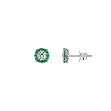 igold - Orecchini punto luce con contorno verde in oro bianco 375% 9 kt
