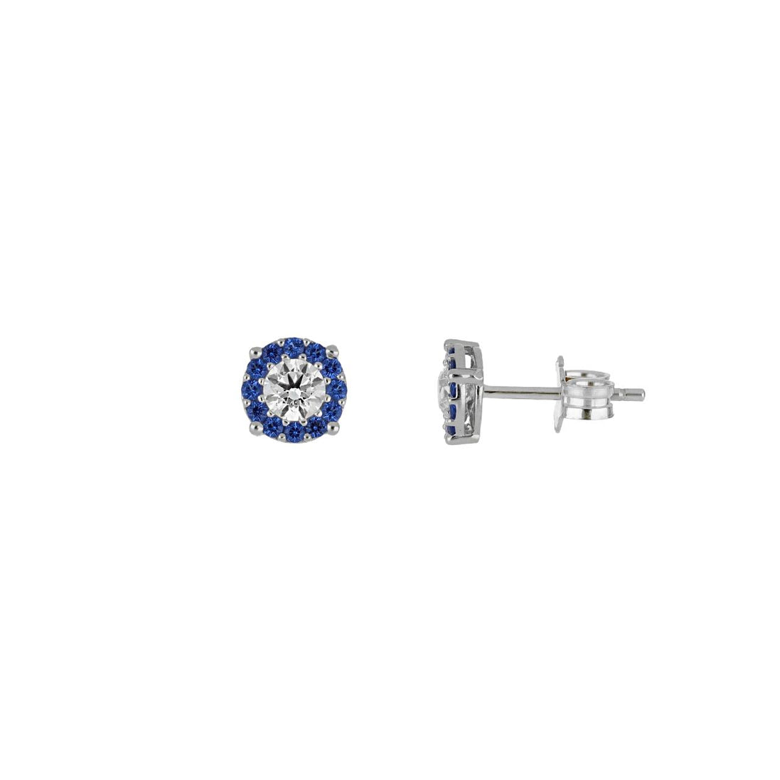 igold - Orecchini punto luce con contorno blu in oro 375% 9kt