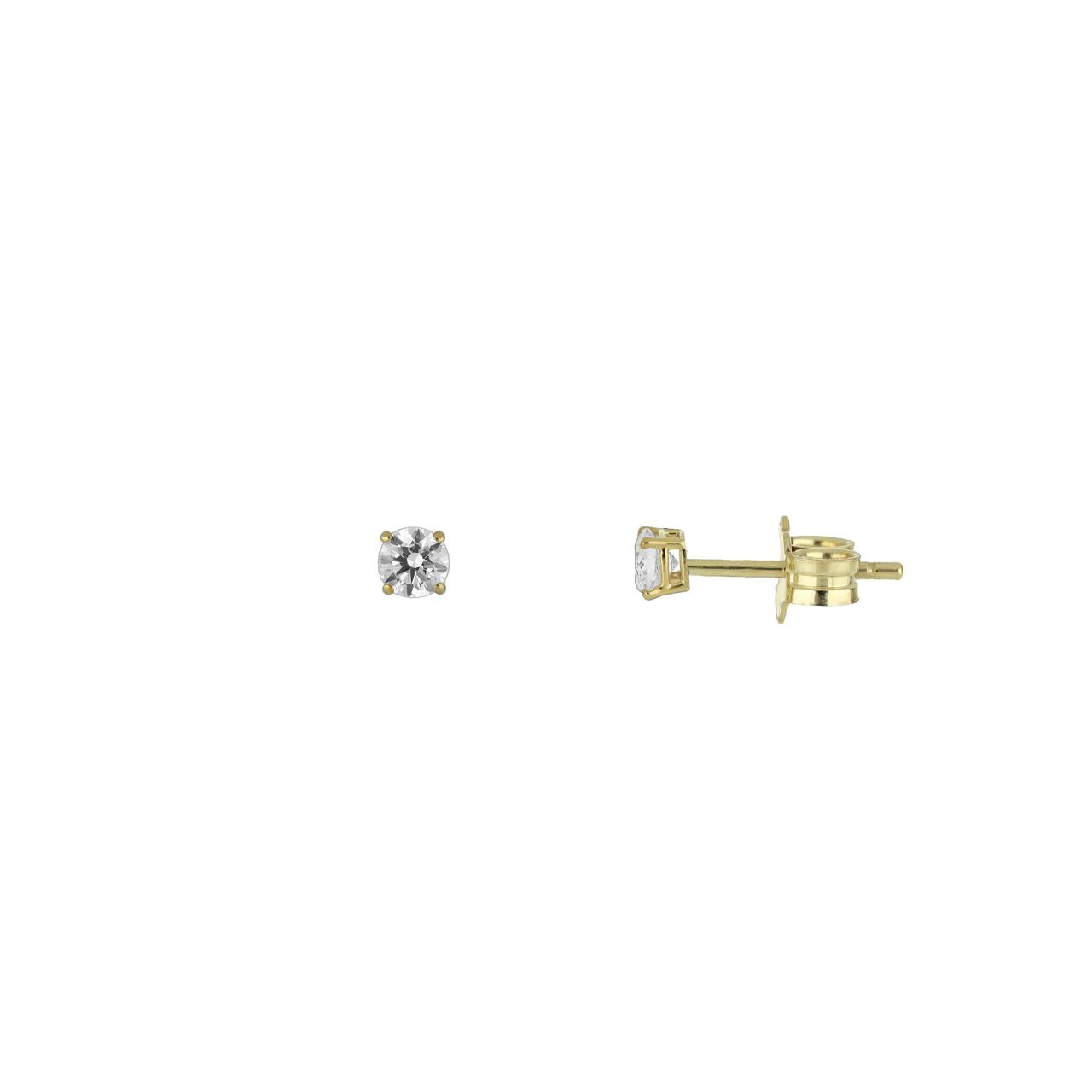 igold - Orecchini punto luce con zircone in oro giallo 375 % 9kt