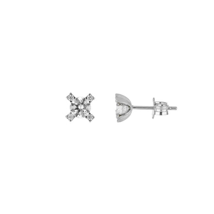 igold - Orecchini punto luce quadrato con zircone in oro bianco 375% 9 kt