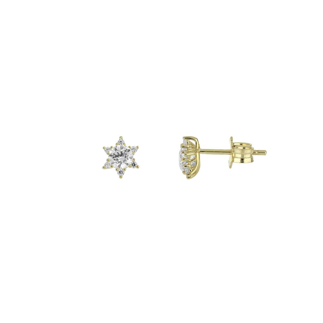 igold - Orecchini a stella con zirconi in oro giallo 375% 9 kt