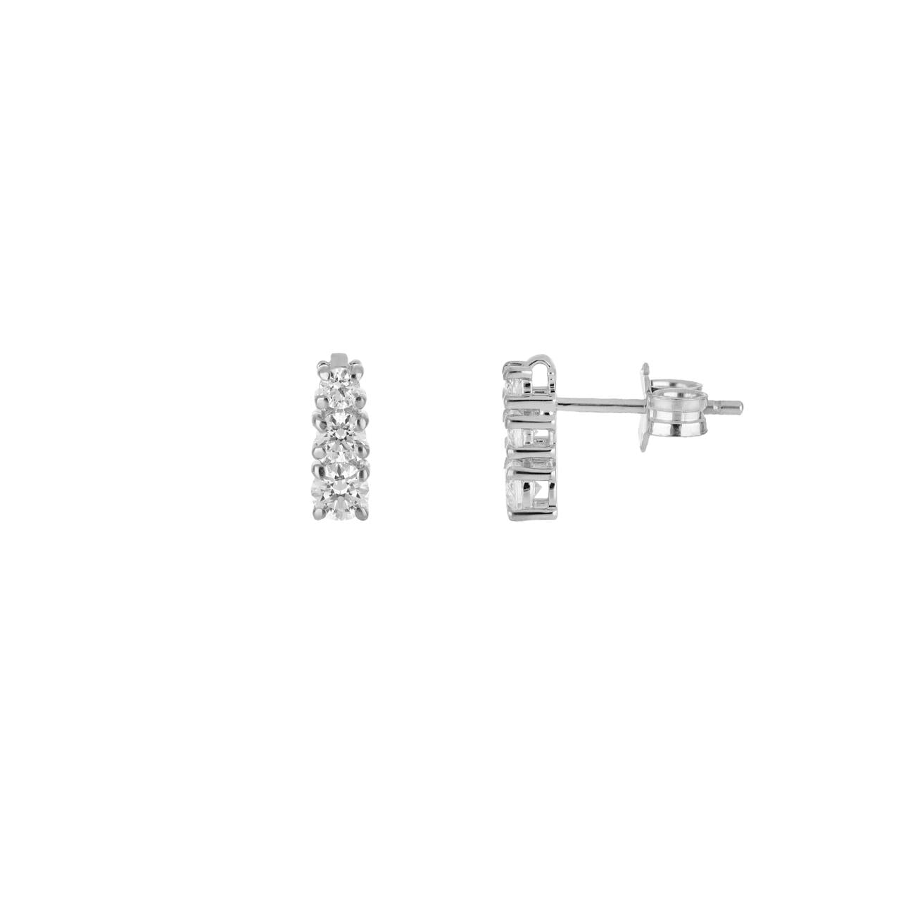 igold - Orecchini a lobo con fila di zirconi in oro bianco 375% 9kt