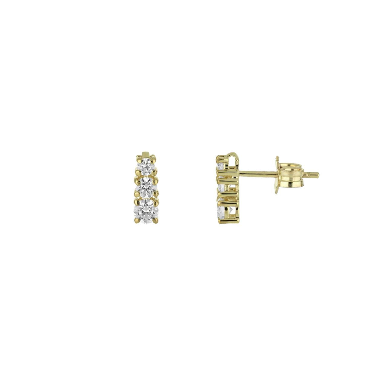 igold - Orecchini a lobo barretta con zirconi in oro 375% 9 kt