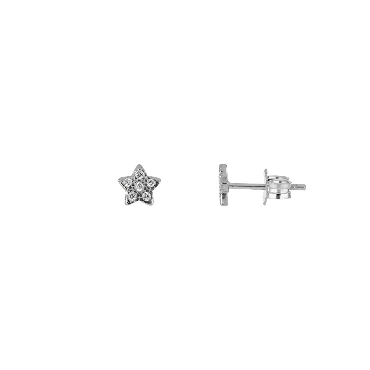 igold - Orecchini a stella con zirconi in oro bianco 375% 9 kt