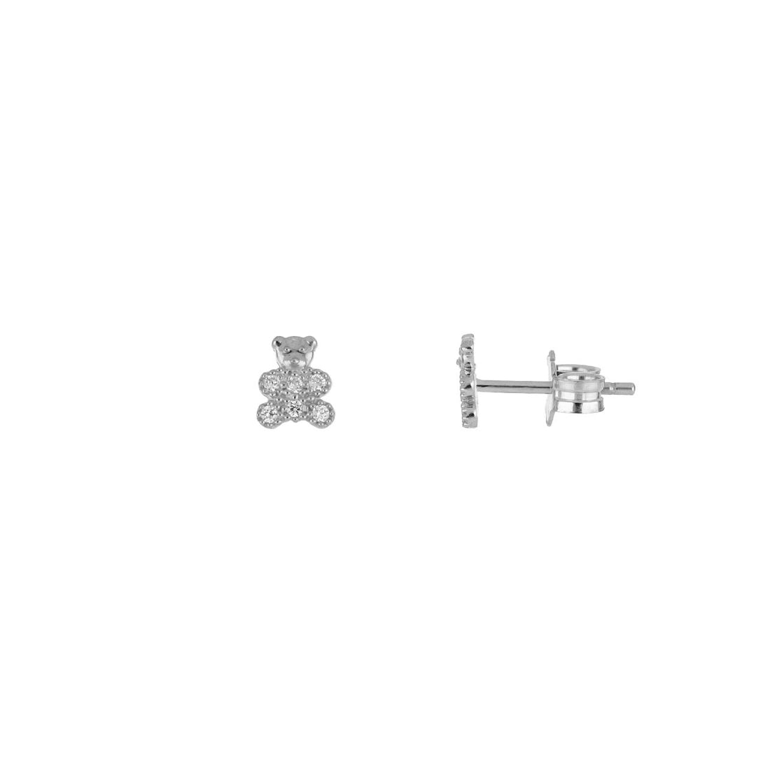 igold - Orecchini a lobo orsetto con zirconi in oro bianco 375% 9kt