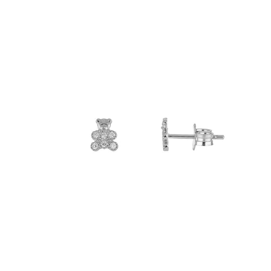 igold - Orecchini a lobo orsetto con zirconi in oro bianco 375% 9kt