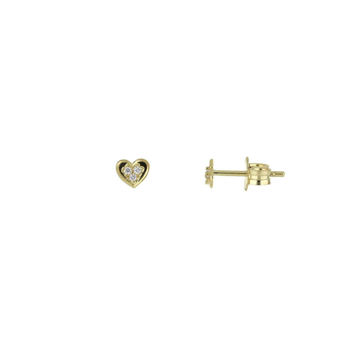 igold - Orecchini a cuore con zirconi in oro giallo 375% 9kt