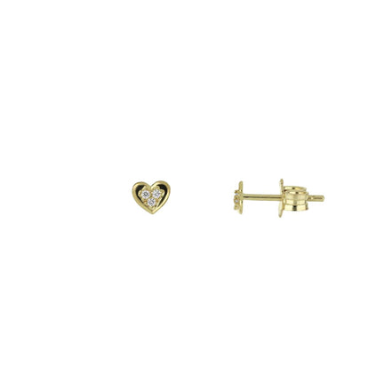 igold - Orecchini a cuore con zirconi in oro giallo 375% 9kt