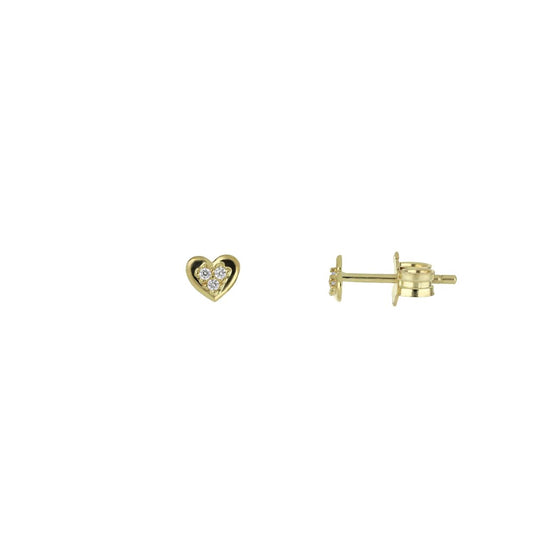 igold - Orecchini a cuore con zirconi in oro giallo 375% 9kt