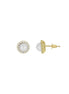 igold - Orecchini a lobo con perla e contorno di zirconi in oro giallo 375% 9 kt