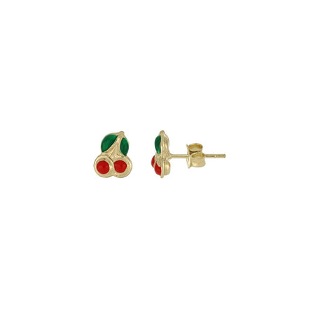 igold - Orecchini a lobo ciliegie smaltate in oro giallo 375% 9kt