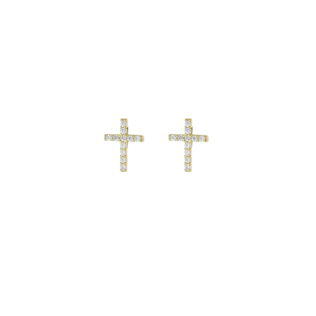 igold - Orecchini a lobo a croce con zirconi in oro giallo 375% 9 kt