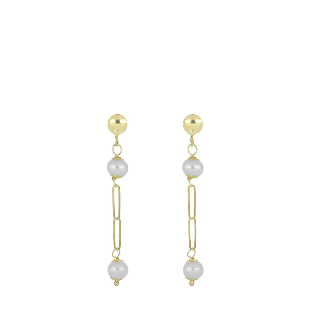 igold - Orecchini Pendenti con Perle e Catena in Oro 375% 9kt