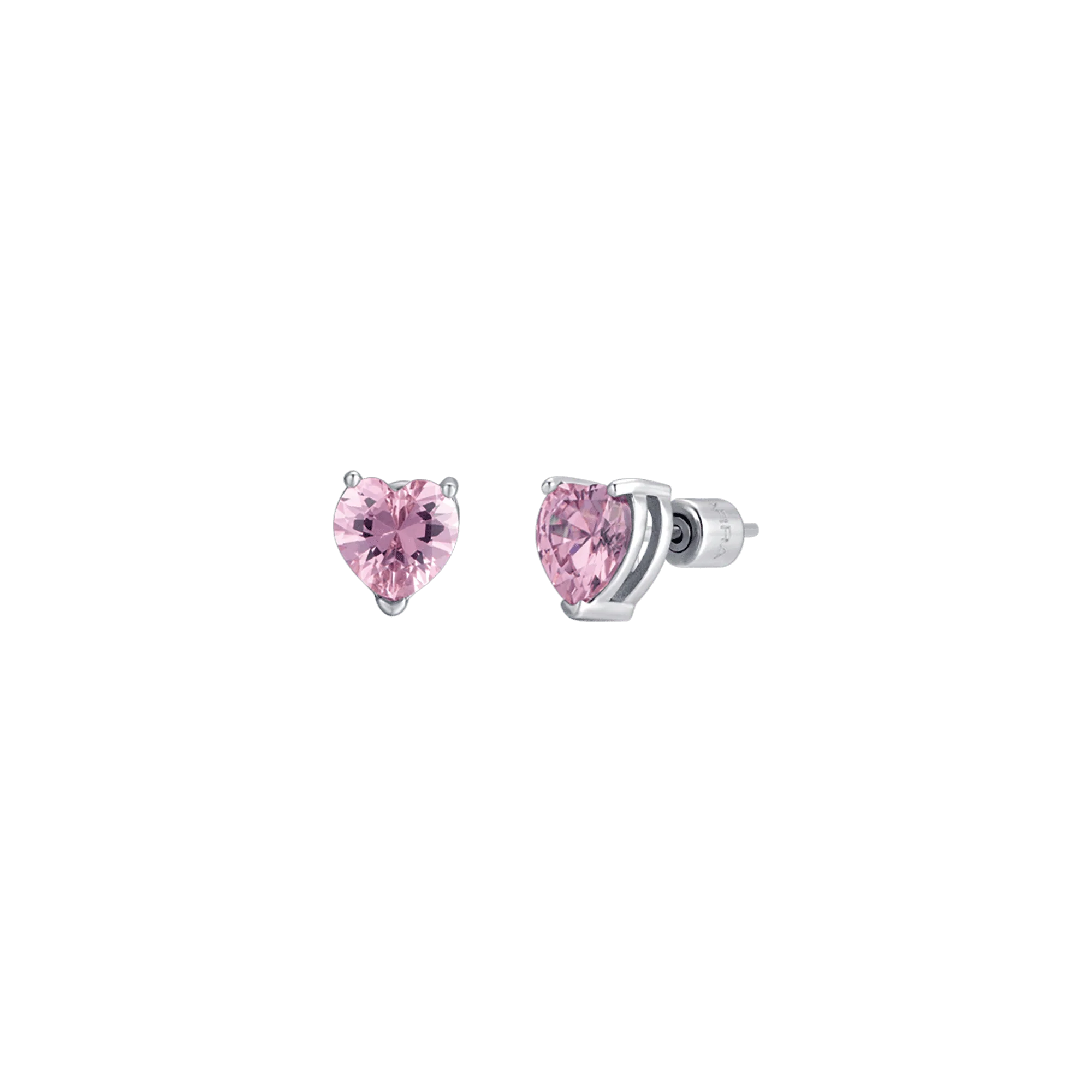 luca barra - ORECCHINI DONNA IN ACCIAIO CON ZIRCONE ROSA