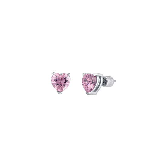 luca barra - ORECCHINI DONNA IN ACCIAIO CON ZIRCONE ROSA