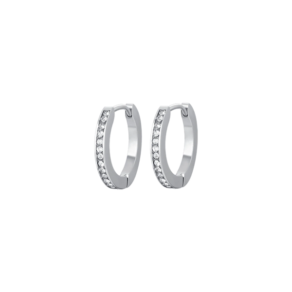 luca barra - ORECCHINI DONNA IN ACCIAIO CON CRISTALLI BIANCHI