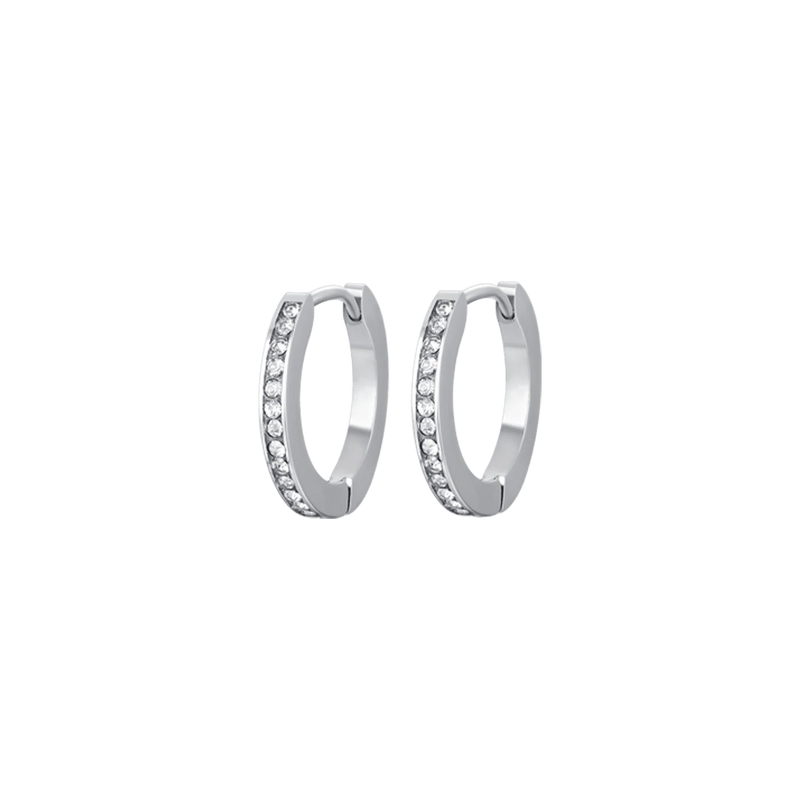 luca barra - ORECCHINI DONNA IN ACCIAIO CON CRISTALLI BIANCHI