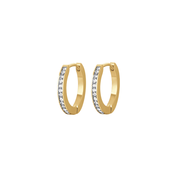 luca barra - ORECCHINI DONNA IN ACCIAIO IP GOLD CON CRISTALLI BIANCHI