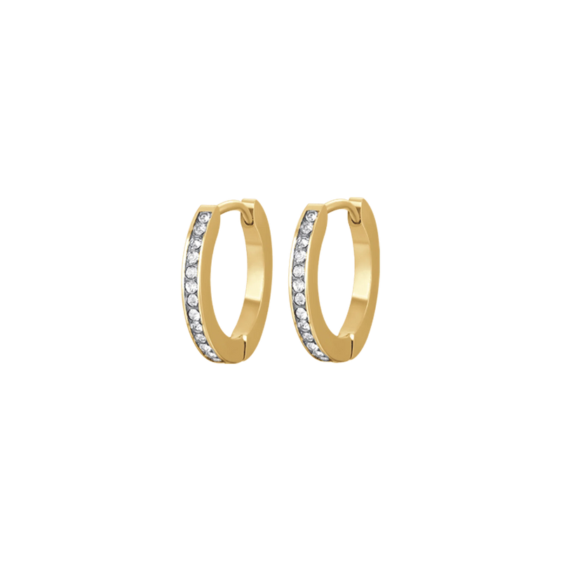 luca barra - ORECCHINI DONNA IN ACCIAIO IP GOLD CON CRISTALLI BIANCHI