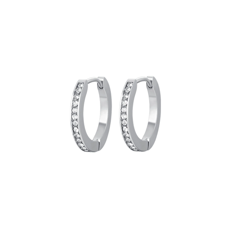 luca barra - ORECCHINI DONNA IN ACCIAIO CON CRISTALLI BIANCHI