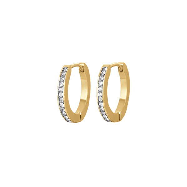 luca barra - ORECCHINI DONNA IN ACCIAIO IP GOLD CON CRISTALLI BIANCHI