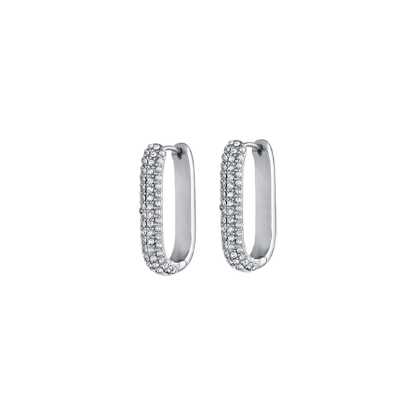 luca barra - ORECCHINI DONNA IN ACCIAIO CON CRISTALLI BIANCHI