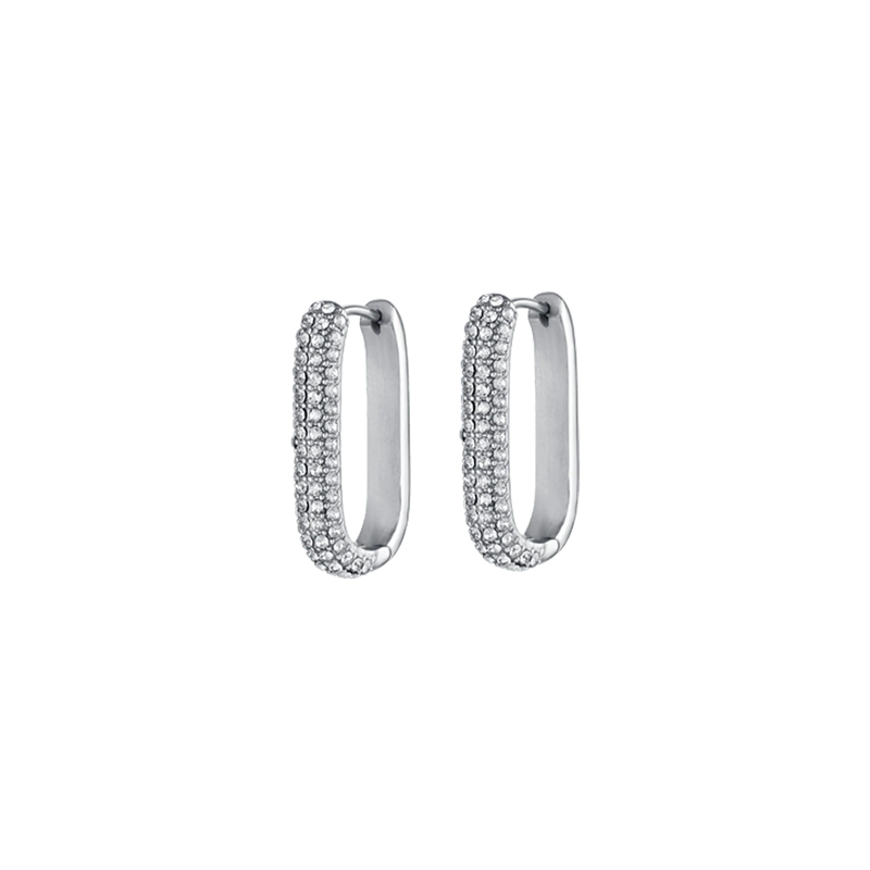 luca barra - ORECCHINI DONNA IN ACCIAIO CON CRISTALLI BIANCHI