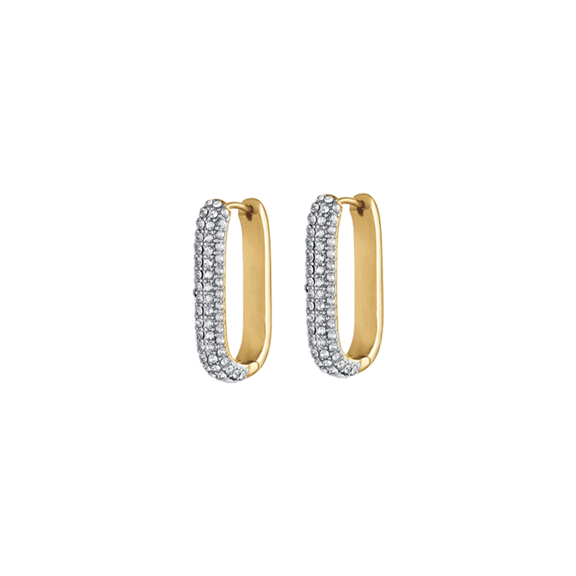 luca barra - ORECCHINI DONNA IN ACCIAIO IP GOLD CON CRISTALLI BIANCHI