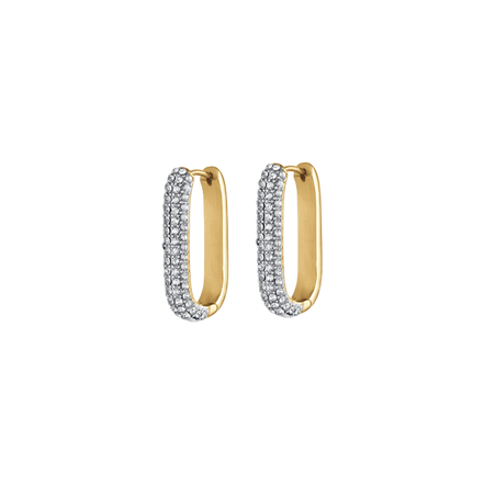 luca barra - ORECCHINI DONNA IN ACCIAIO IP GOLD CON CRISTALLI BIANCHI