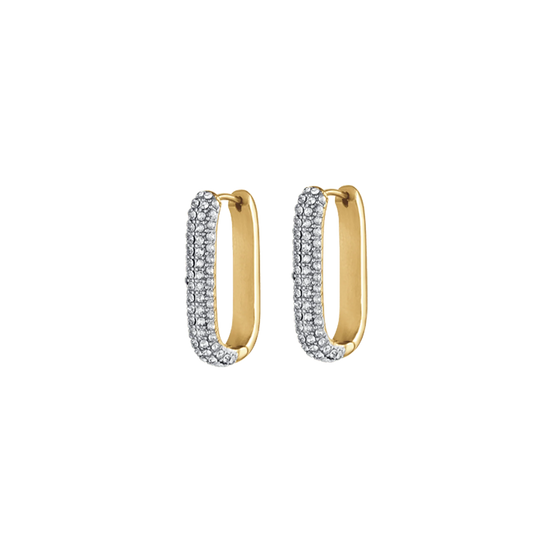 luca barra - ORECCHINI DONNA IN ACCIAIO IP GOLD CON CRISTALLI BIANCHI