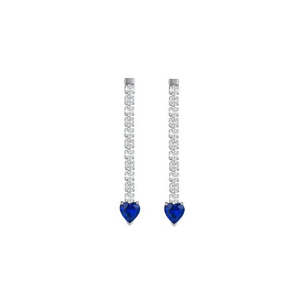 luca barra - ORECCHINI TENNIS DONNA IN ACCIAIO CON CRISTALLI BIANCHI E CUORI CRISTALLI BLU