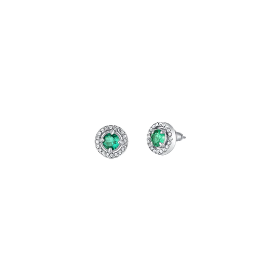 luca barra - ORECCHINI DONNA IN ACCIAIO ZIRCONE VERDE