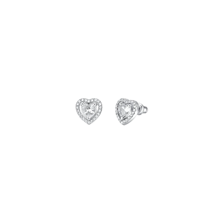 luca barra - ORECCHINI DONNA IN ACCIAIO CUORE ZIRCONE BIANCO