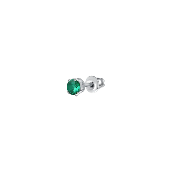 luca barra - MONO ORECCHINO DONNA IN ACCIAIO CON ZIRCONE VERDE