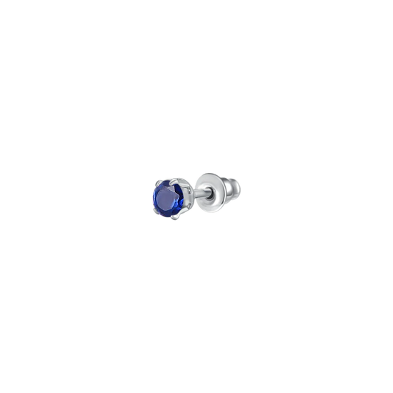 luca barra - MONO ORECCHINO DONNA IN ACCIAIO CON ZIRCONE BLU