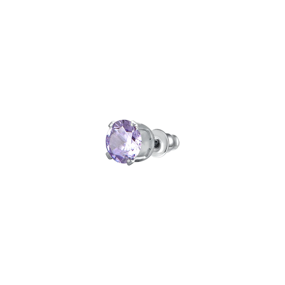 luca barra - MONO ORECCHINO DONNA IN ACCIAIO CON ZIRCONE VIOLA