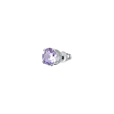 luca barra - MONO ORECCHINO DONNA IN ACCIAIO CON ZIRCONE VIOLA
